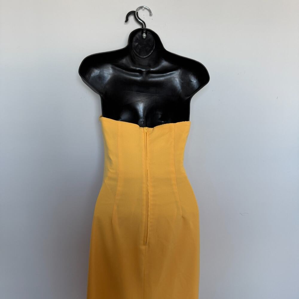 C/Meo Collective Womens Strapless Ruffle Dress M Marigold Yellow Wedding Guest - Picture 8 of 10